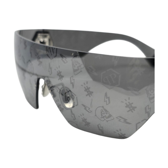 PHILIPP PLEIN SUNGLASSES Stylish Gray Sunglasses SHIELD - Picture 5 of 8